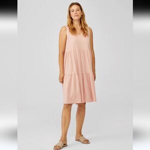 Eileen Fisher Fine Jersey Tencell Tiered Dress Light Pink Size S